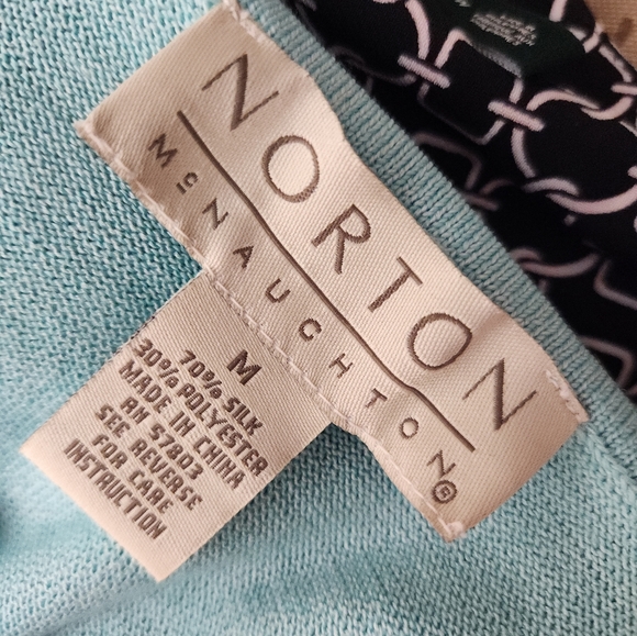 Norton McNaughton Teal Silk Pullover Size Medium - Picture 4 of 4